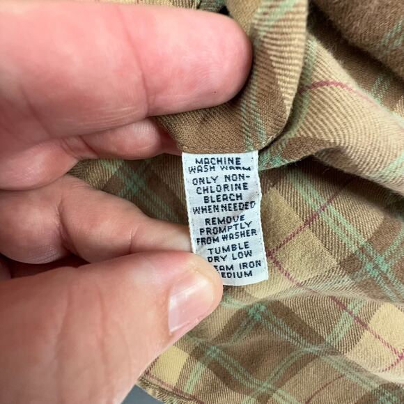 Ralph Lauren Golf Tilden Plaid Button Down Shirt Men M Tan Cotton Preppy - Picture 8 of 9